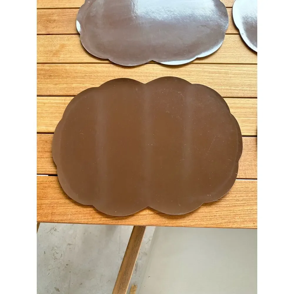 Vintage Brown Placemats Scalloped set of 6 plus 1 Free